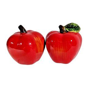 Better Homes and Gardens Orchard Apple Salt Pepper Shaker Set Red Green Fruit
